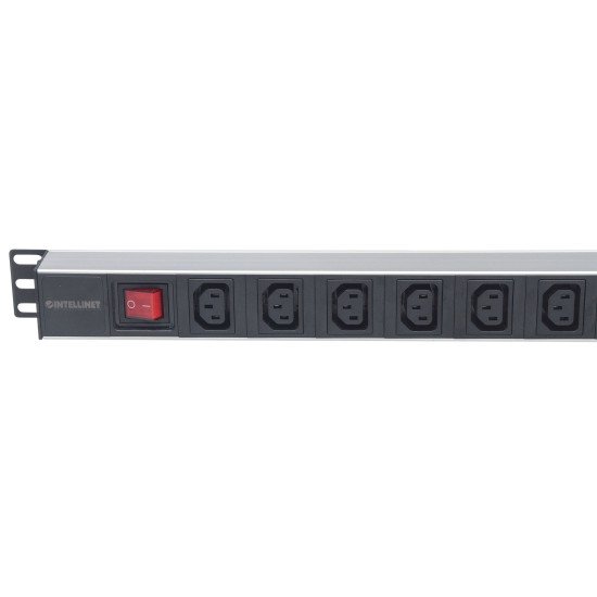 Intellinet Unité de distribution d'alimentation (PDU) 19" 1U à 8 prises EU, prises C13, entrée arrière C20, anti-débranchement, câble d'alimentation 2 m amovible, sortie, montage en rack, garantie trois ans