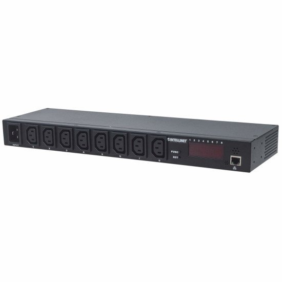 Intellinet Unité de distribution d'alimentation (PDU) intelligent 19" 1U à 8 ports, prises C13, entrée C20, surveillance de l'alimentation, de la température et de l'humidité, unité de distribution d'alimentation, sortie, montage en rack, garantie tr
