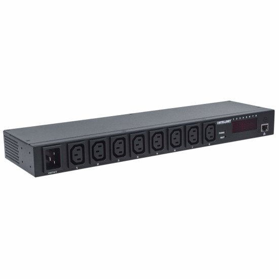 Intellinet Unité de distribution d'alimentation (PDU) intelligent 19" 1U à 8 ports, prises C13, entrée C20, surveillance de l'alimentation, de la température et de l'humidité, unité de distribution d'alimentation, sortie, montage en rack, garantie tr