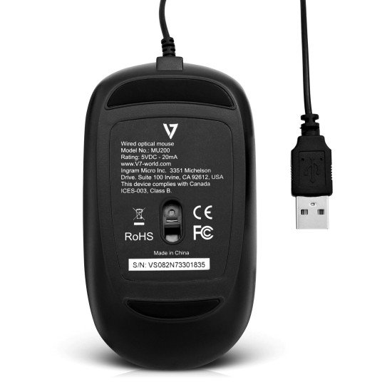 V7 MU200-1E Souris Optique Compact Filaire USB