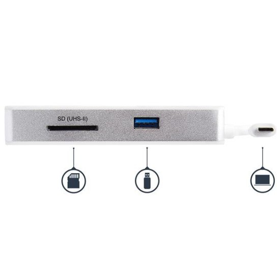 StarTech.com Adaptateur multiport USB-C avec lecteur de carte SD (UHS-II)  ports HDMI 4K, GbE et USB 3.0