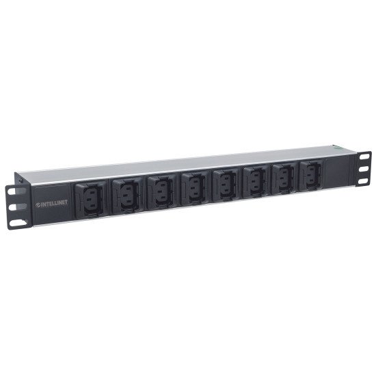 Intellinet Unité de distribution d'alimentation (PDU) 19" 1U à 8 prises EU, prises C13, entrée arrière C20, anti-débranchement, câble d'alimentation 2 m amovible, sortie, montage en rack, garantie trois ans