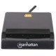 Manhattan Lecteur de cartes à puce à contact USB-A, 12 Mbps, fente d'insertion à friction, externe, compatible Windows ou Mac, câble de 105 cm, noir, garantie de 3 ans