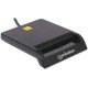Manhattan Lecteur de cartes à puce à contact USB-A, 12 Mbps, fente d'insertion à friction, externe, compatible Windows ou Mac, câble de 105 cm, noir, garantie de 3 ans