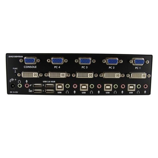 StarTech.com Commutateur KVM USB et double écran DVI / VGA à 4 ports avec audio et hub USB 2.0