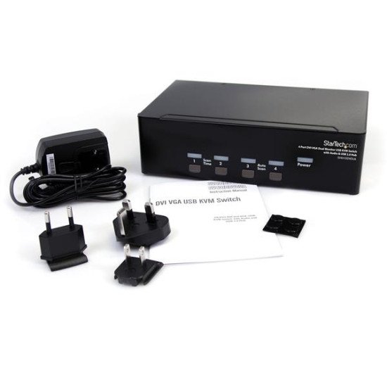 StarTech.com Commutateur KVM USB et double écran DVI / VGA à 4 ports avec audio et hub USB 2.0