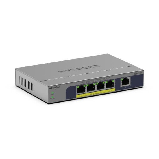 NETGEAR GS105PP Non-géré Gigabit Ethernet (10/100/1000) Connexion Ethernet POE Montage sur le bureau ou sur le mur Gris