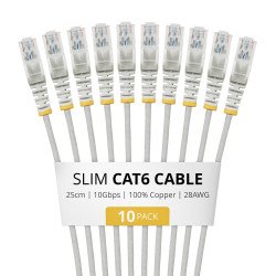 StarTech.com N6PAT25CMGRS10PK câble de réseau Gris 0,25 m Cat6 U/UTP (UTP)