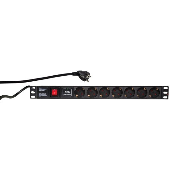 LogiLink PDU7C01 protection surtension 7 sortie(s) CA 230 V Noir 2 m