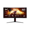 AOC G4 CU34G4ZCA écran PC 86,4 cm (34") 3440 x 1440 pixels Wide Quad HD Noir, Rouge