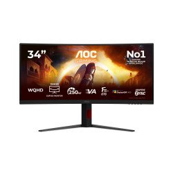 AOC G4 CU34G4ZCA écran PC 86,4 cm (34") 3440 x 1440 pixels Wide Quad HD Noir, Rouge