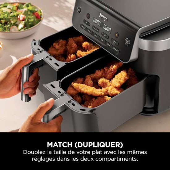 Ninja DualZone Double 7,6 L Autonome Friteuse d'air chaud Noir