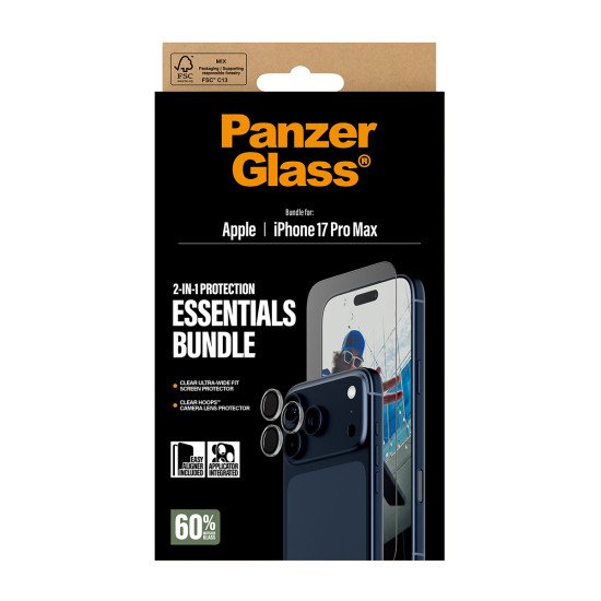 PanzerGlass ® 2-in-1 Essentials Bundle iPhone 17 Pro Max Protection d'écran transparent Apple 1 pièce(s)