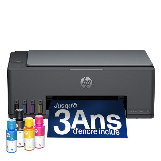 HP Smart Tank 5115 Sans fil All-in-One Couleur Imprimante, Up to 2 Years of ink included; Two-sided printing; Copier, Scanner