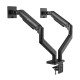 Manhattan Support de bureau double pour TV/moniteurs (bras à ressort à Bras articulé), écrans 13" à 45", fixation à l'arrière par pince ou passe-câble, Compatibilité VESA : 75x75 et 100x100 mm (vérifiez les dimensions des quatre trous de fixatio