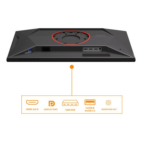 AOC G4 25G4KUR écran PC 62,2 cm (24.5") 1920 x 1080 pixels Full HD LED Noir, Rouge