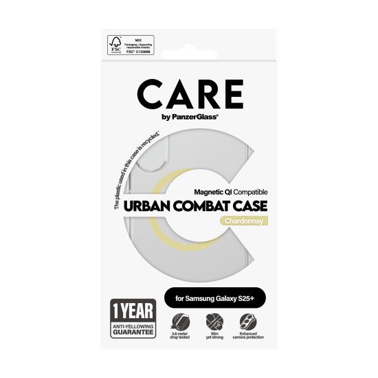 PanzerGlass CARE by ® Flagship Case Transparent Urban Combat w. Chardonnay Qi Compatible Samsung Galaxy S25+ coque de protection pour téléphones portables Housse PanzerGlass CARE by ® Flagship Case Transparent Urban Combat w. Chardonnay Qi Compatible Samsung Galaxy S25+ coque de protection pour téléphones portables Housse