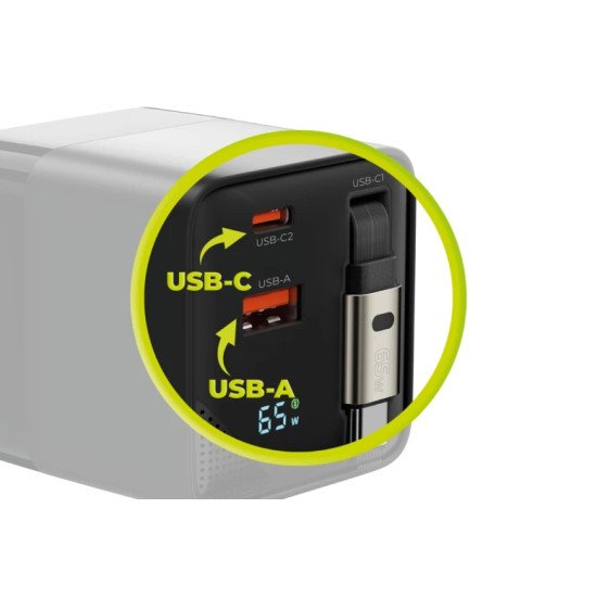 Mobile Origin MO-65WDCH-PW2 chargeur d'appareils mobiles Universel Noir Secteur Charge rapide Intérieure