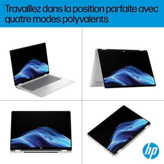 HP OmniBook 5 Flip 14-fp0742nb Intel® Core™ i3 i3-1315U Hybride (2-en-1) 35,6 cm (14") Écran tactile 2K 8 Go LPDDR5-SDRAM 512 Go SSD Wi-Fi 6 (802.11ax) Windows 11 Home Argent