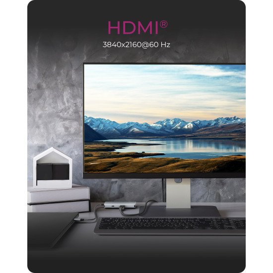 ICY BOX IB-DK4022a-CPD Avec fil USB 3.2 Gen 1 (3.1 Gen 1) Type-C Aluminium, Argent