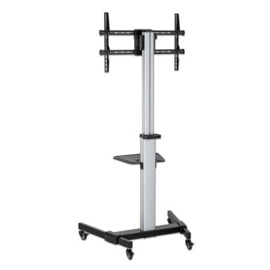 Manhattan Support sur roulettes pour TV/moniteurs, écrans 37" à 86", inclinaison -10 à 5°, rotation 90°, Compatibilité VESA : de 200x200 à 600x400 mm (vérifiez les dimensions des quatre trous de fixation à l'arrière), charge max. 50 kg