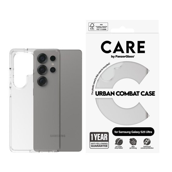PanzerGlass CARE by ® Flagship Case Transparent Urban Combat w. Clear Frame Samsung Galaxy S25 Ultra coque de protection pour téléphones portables Housse PanzerGlass CARE by ® Flagship Case Transparent Urban Combat w. Clear Frame Samsung Galaxy S25 Ultra coque de protection pour téléphones portables Housse