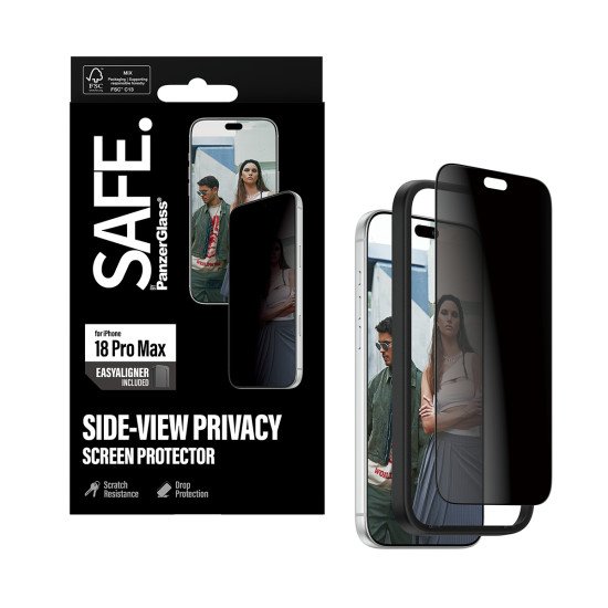 PanzerGlass SAFE. by ® Privacy Screen Protector iPhone 2026 Pro Max | Ultra-Wide Fit m. EasyAligner Protection d'écran transparent 1 pièce(s)