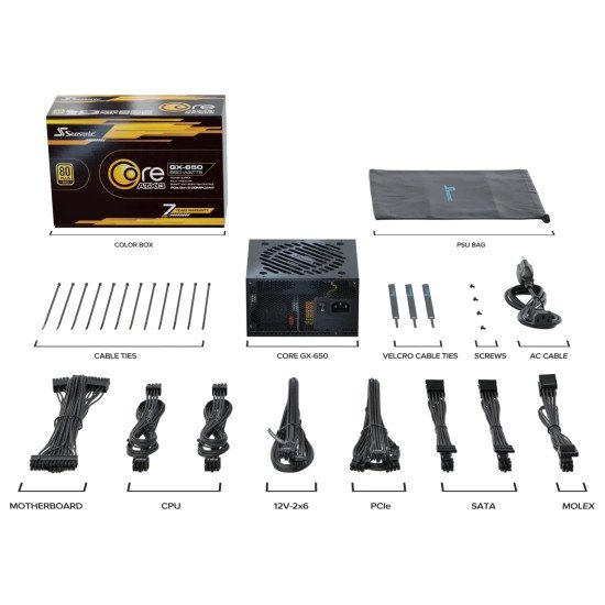 Seasonic CORE GC-650 ATX 3.1 unité d'alimentation d'énergie 650 W 24-pin ATX Noir