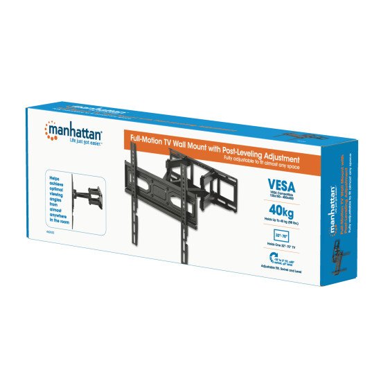 Manhattan Support mural pour TV/moniteurs (Bras articulé), écrans 32" à 55", Compatibilité VESA : de 100x100 à 400x400 mm (vérifiez les dimensions des quatre trous de fixation à l'arrière), charge max. 40 kg, noir