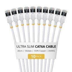 StarTech.com 6ASTP34WHS30CM10PK câble de réseau Blanc 0,3 m Cat6a U/FTP (STP) Rond