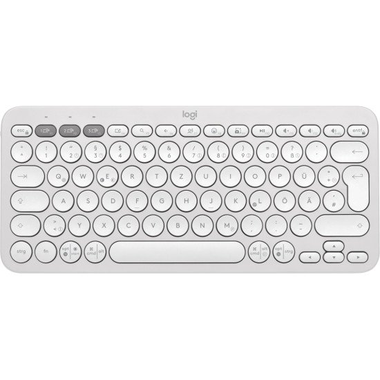 Logitech Pebble Keys 2 K380s clavier RF sans fil + Bluetooth QWERTZ Allemand Blanc