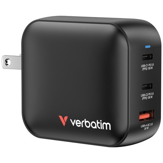 Verbatim GaN Charger 100W Universel Noir Secteur Charge rapide Intérieure Verbatim GaN Charger 100W Universel Noir Secteur Charge rapide Intérieure