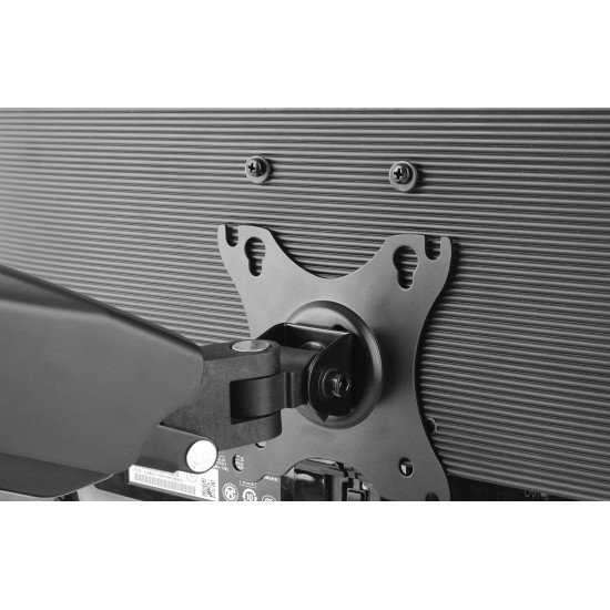 Manhattan Support de bureau double pour TV/moniteurs (bras à ressort à Bras articulé), écrans 10" à 27", fixation à l'arrière par pince ou passe-câble, Compatibilité VESA : 75x75 et 100x100 mm (vérifiez les dimensions des quatre trous de fixatio