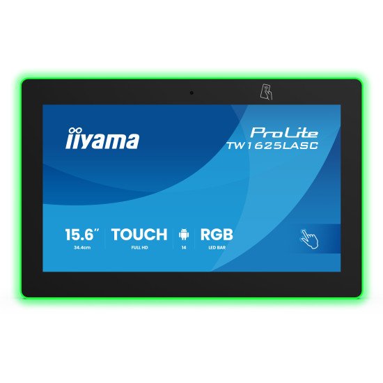 iiyama TW1625LASC-B3PNR Écran d'affichage dynamique Écran plat interactif 39,6 cm (15.6") LED Wifi 450 cd/m² Full HD Noir Écran tactile Intégré dans le processeur Android 24/7