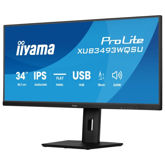 iiyama ProLite XUB3493WQSU-B6 écran PC 86,4 cm (34") 1440 x 3440 pixels UltraWide Quad HD LED Noir