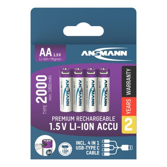 Ansmann 1312-0036 pile domestique Batterie rechargeable AA Lithium-Ion (Li-Ion)