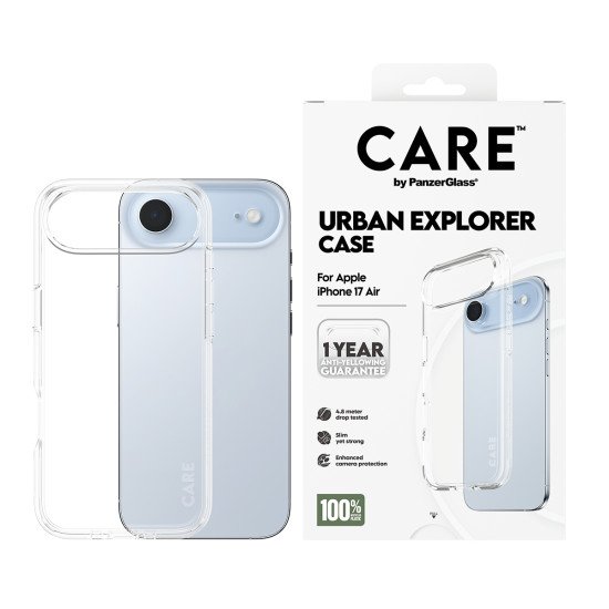 PanzerGlass CARE by ® Flagship Case Transparent Urban Explorer w. Clear Frame iPhone 17 Air coque de protection pour téléphones portables Housse PanzerGlass CARE by ® Flagship Case Transparent Urban Explorer w. Clear Frame iPhone 17 Air coque de protection pour téléphones portables Housse
