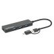 Manhattan Dock/hub combo USB-C & USB-A, 4 ports : 4x USB-A, 5 Gbit/s (USB 3.0), Alimenté par USB (aucune alimentation externe requise)