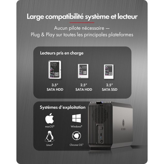 ICY BOX IB-RD3720-CU3 Boîtier disque dur/SSD Noir 2.5/3.5"