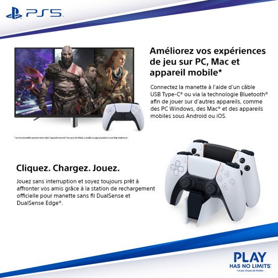 Sony DualSense Bleu Bluetooth/USB Manette de jeu Analogique/Numérique Android, MAC, PC, PlayStation 5, iOS