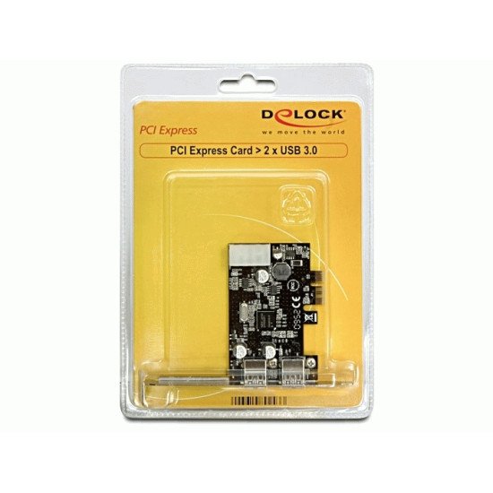 DeLOCK 2x USB 3.0 PCI Express card carte et adaptateur d'interfaces USB 3.2 Gen 1 (3.1 Gen 1) Interne