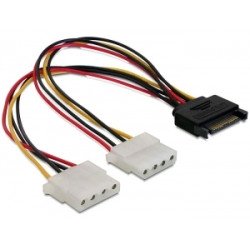 DeLOCK SATA 15pin > 2x 4pin Molex female 20cm DeLOCK SATA 15pin > 2x 4pin Molex female 20cm