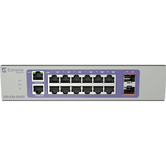 Extreme networks 220-12P-10GE2 Géré L2/L3 Switch Gigabit Ethernet Extreme networks 220-12P-10GE2 Géré L2/L3 Switch Gigabit Ethernet