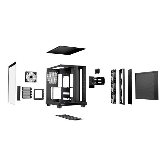 be quiet! Light Base 500 Noir | Boîtier PC ARGB vitré, Mini ITX / Micro ATX / ATX, 4 ventilateurs Light Wings LX 120 mm