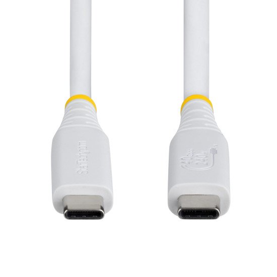 StarTech.com Câble USB4 de 1m, 40 Gbps, Câble USB-C Certifié USB-IF, 240 W PD, 8K 60Hz/4K 240Hz DP2.1 DP40, Gaine TPE, Compatible Thunderbolt 4 - Cordon USB-C Blanc