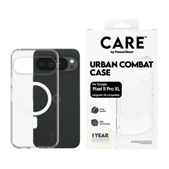 PanzerGlass CARE™ by ® Urban Combat Case Transparent w. White Qi Google Pixel 11 Pro XL coque de protection pour téléphones portables Housse