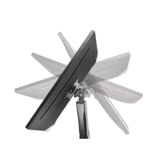 Manhattan Support de bureau double pour TV/moniteurs (bras à ressort à Bras articulé), écrans 10" à 27", fixation à l'arrière par pince ou passe-câble, Compatibilité VESA : 75x75 et 100x100 mm (vérifiez les dimensions des quatre trous de fixatio