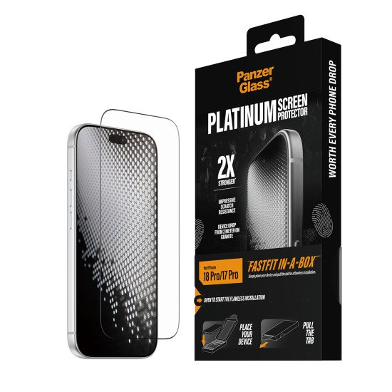 PanzerGlass ® Platinum Screen Protector iPhone 2026 Pro | 17 Pro w. FASTFIT IN-A-BOX Protection d'écran transparent 1 pièce(s)
