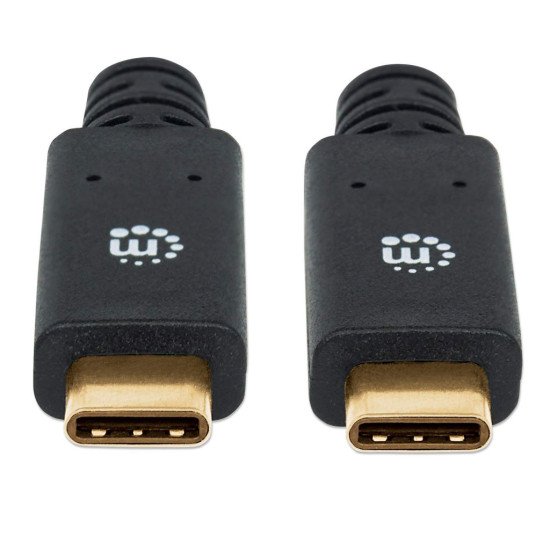 Manhattan Câble USB-C vers USB-C, 2 m, mâle à mâle, 5 Gbit/s (USB 3.2 Gen 1 / USB 3.0), 3 A (charge rapide), noir, garantie à vie, équivalent à USB315CC2M
