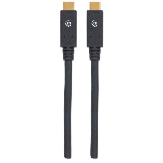 Manhattan Câble USB-C vers USB-C, 2 m, mâle à mâle, 5 Gbit/s (USB 3.2 Gen 1 / USB 3.0), 3 A (charge rapide), noir, garantie à vie, équivalent à USB315CC2M